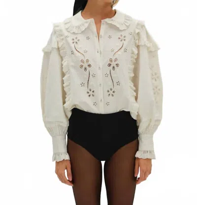 Lil Lemons By For Love And Lemons Adelie Embroidered Top In White