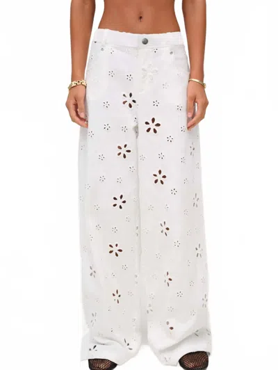 Lil Lemons By For Love And Lemons Daisy Eyelet Baggy Jeans In White