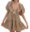 Lil Lemons By For Love And Lemons Gingerbread Gingham Mini Dress In Brown In Brown