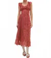 Lil Lemons By For Love And Lemons Holiday Lace Flutter Sleeve Midi Dress In Pink In Multi