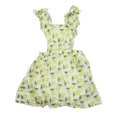 Lil Lemons Kids' Girls White Lemons Romper In Green