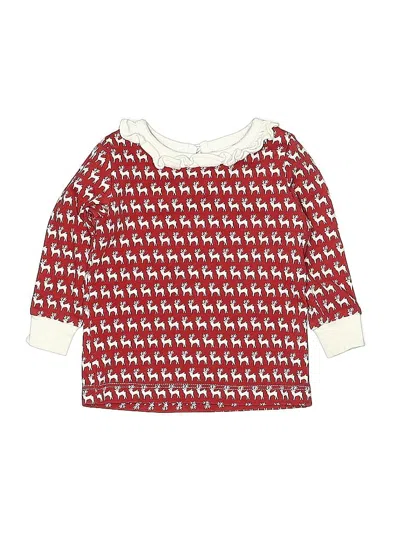 Pre-owned Lila And Hayes Babies' 3/4 Sleeve Top Red Square Neckline Tops
