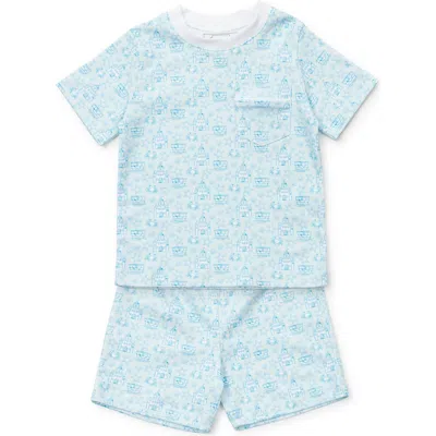 Lila And Hayes Babies'  Charles Boys' Short Set In Sandcastles Blue