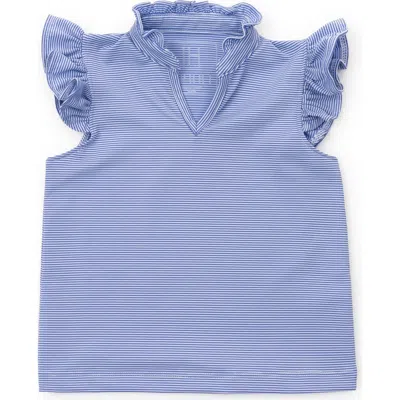 Lila And Hayes Kids'  Ellie Girls' Sleeveless Ruffled Top By Lh Sport In Blue Stripes