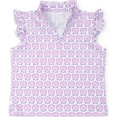 Lila And Hayes Kids'  Ellie Girls' Sleeveless Ruffled Top By Lh Sport In Golf Crest Pink