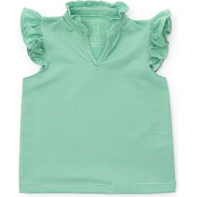 Lila And Hayes Kids'  Ellie Girls' Sleeveless Ruffled Top By Lh Sport In Green Stripes