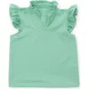 Lila And Hayes Kids'  Ellie Girls' Sleeveless Ruffled Top By Lh Sport In Green Stripes