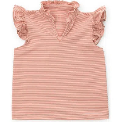 Lila And Hayes Kids'  Ellie Girls' Sleeveless Ruffled Top By Lh Sport In Orange Stripes