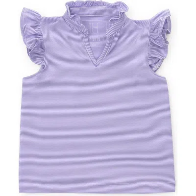 Lila And Hayes Kids'  Ellie Girls' Sleeveless Ruffled Top By Lh Sport In Purple Stripes