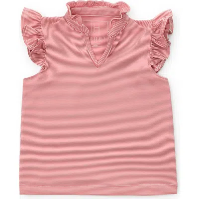 Lila And Hayes Kids'  Ellie Girls' Sleeveless Ruffled Top By Lh Sport In Red Stripes