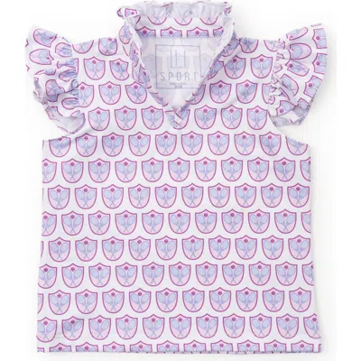 Lila And Hayes Kids'  Ellie Girls' Sleeveless Ruffled Top By Lh Sport In Tennis Crest Pink