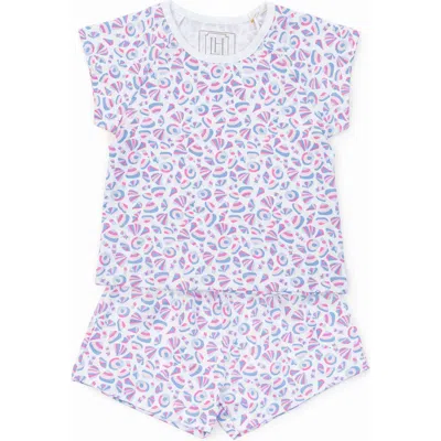 Lila And Hayes Kids'  Emery Girls' Short Set In Seashells On The Seashore