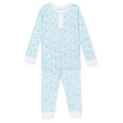 Lila And Hayes Kids'  Jack Boys' Pajama Pant Set In Sandcastles Blue