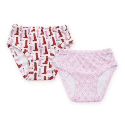 Lila And Hayes Babies'  Lauren Girls' Underwear Set In City Boots/scalloped Pink