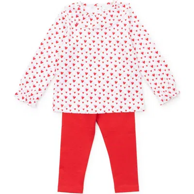 Lila And Hayes Babies'  Lulu Girls' Legging Set In Heart To Heart Pink