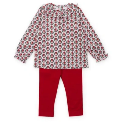 Lila And Hayes Babies'  Lulu Girls' Legging Set In Pink Wreaths