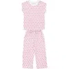 Lila And Hayes Kids'  Merrick Girls' Pant Set In Heart To Heart Pink