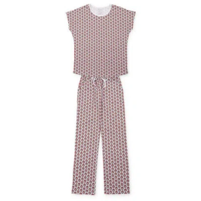 Lila And Hayes Pajama Pant Set In Pink Wreaths