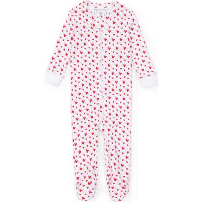 Lila And Hayes Kids'  Parker Zipper Pyjama In Heart To Heart Pink