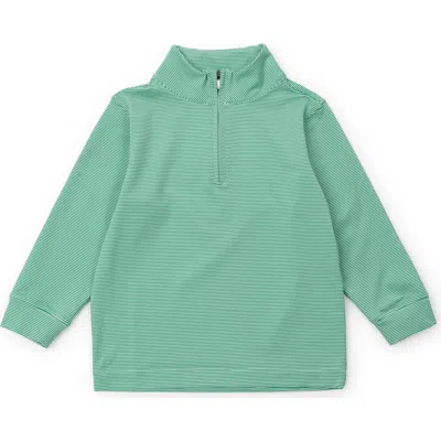 Lila And Hayes Kids'  Sam Quarter Zip Pullover By Lh Sport In Green Stripes