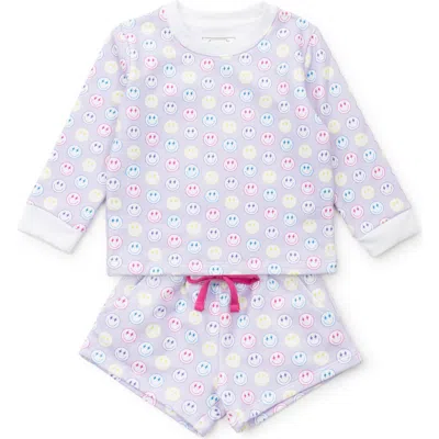 Lila And Hayes Kids'  Stella Girls' Sweatshirt Short Set In Preppy Smiles