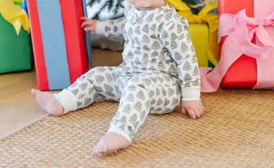 Lila + Hayes Kids' Baby's Parker Zipper Pajama In Under The Christmas Tree In White