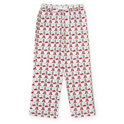 Lila + Hayes Kids' Boy's Beckett Hangout Pant In Cowboy Christmas In White