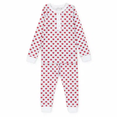 Lila + Hayes Kids' Boys' Pajama Pant Set In Schoolhouse Apples Blue In Multi