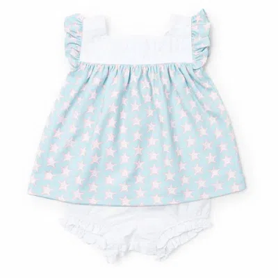 Lila + Hayes Kids' Girl's Annie Seaside Starfish Bloomer Set In Multi In Blue