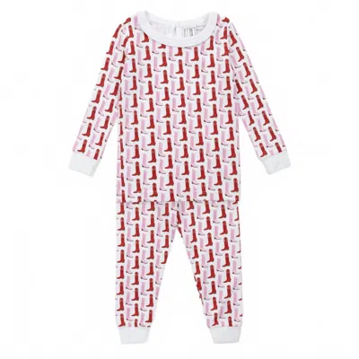 Lila + Hayes Kids' Girl's Ava Pajama Set In City Boots In Red