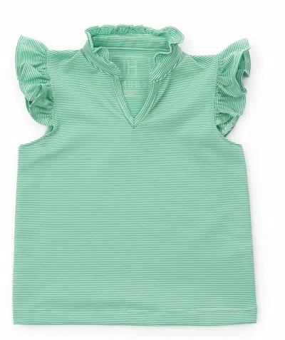 Lila + Hayes Kids' Girl's Ellie Performance Top In Green Stripes In Multi