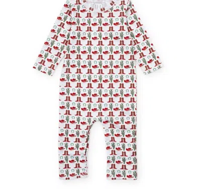 Lila + Hayes Kids' Girl's Thompson Pima Cotton Romper In Cowboy Christmas In Pattern