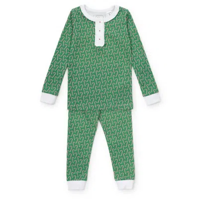 Lila + Hayes Kids' Girls Alden Pajama Set In Candy Cane Lane In Green