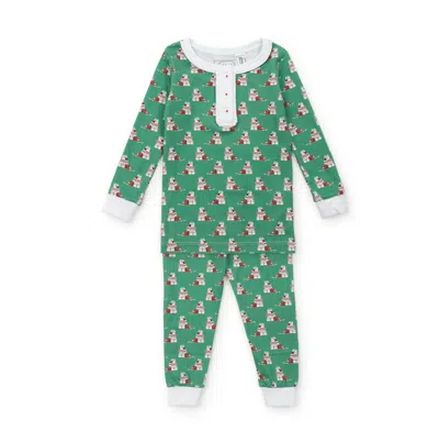 Lila + Hayes Kids' Girls Santa's Helper Pajama Set In Green