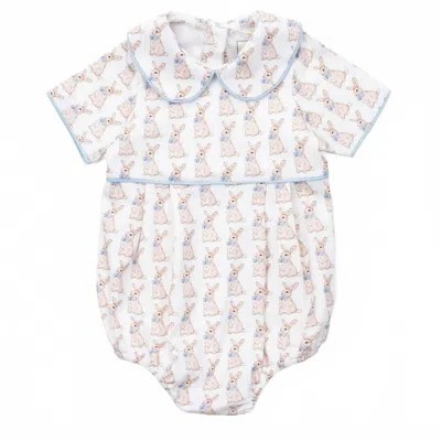 Lila + Hayes Kids' Palmer Bubble In Easter Bunnies Blue In White