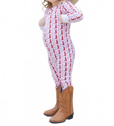 Lila + Hayes Kids' Parker Zipper Pajama In City Boots In Pink