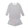 Lila + Hayes Women's Anna Longsleeve Top Short Set In Christmas Tree Bright