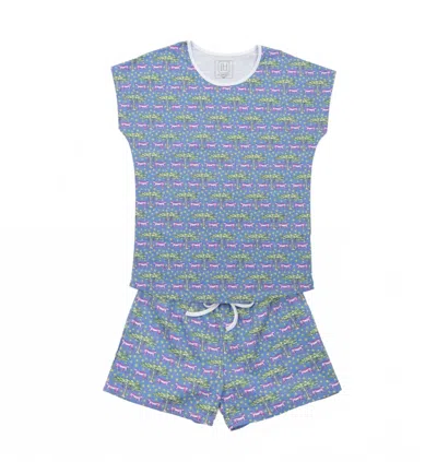 Lila + Hayes Women's Riley Royal Safari Pajama Set In Blue