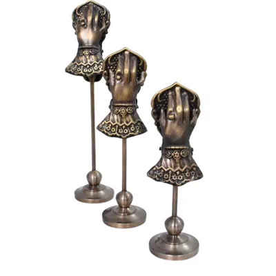 Lila Rasa Gold / Brown / Black Knight's Hand Photo Holder Set Of 3