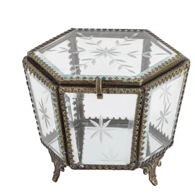 Lila Rasa Gold Etched French Jewellry Box -clear