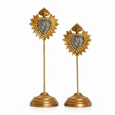 Lila Rasa Gold Ex-voto Candle Stand Set Of 2