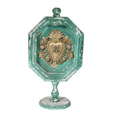 Lila Rasa Gold / Green Milagro Decoration With Stand Distressed Green - Large In Multi
