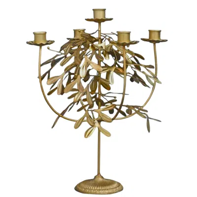 Lila Rasa Gold Mistletoe Candle Holder