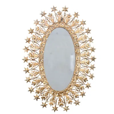 Lila Rasa Gold Oval Shape Jewelled Wall Mirror