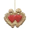 Lila Rasa Gold / Red Milagro Double Heart With Red Enamel 14x1x12cm X 2 Pcs