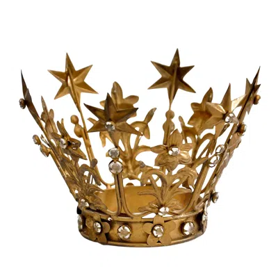 Lila Rasa Gold Star Gilded Crown T-light Holder X 2pcs