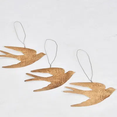 Lila Rasa Gold Swallow Bird   Set Of 3