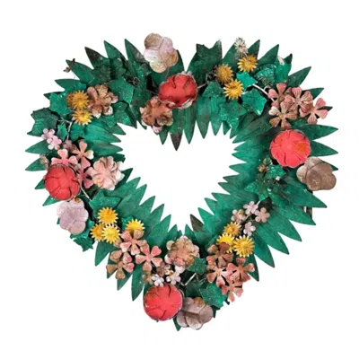 Lila Rasa Heart Wreath With Floral - Patina Finish