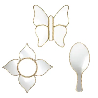Lila Rasa Neutrals Set Of Three Brass Mirrors