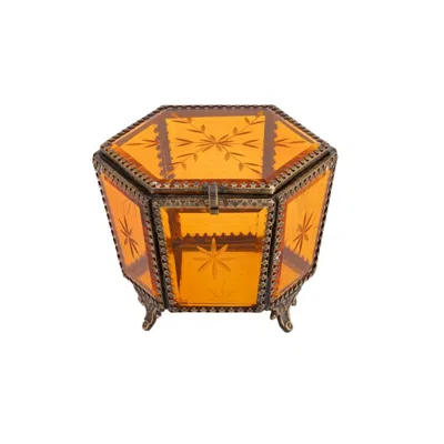 Lila Rasa Orange / Gold Etched French Jewellry Box Amber